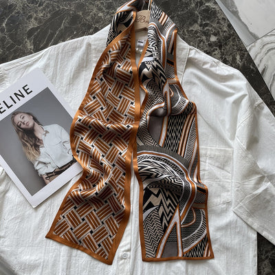 Women's Classic Color Block Silk Scarf - Lightweight Summer Wrap