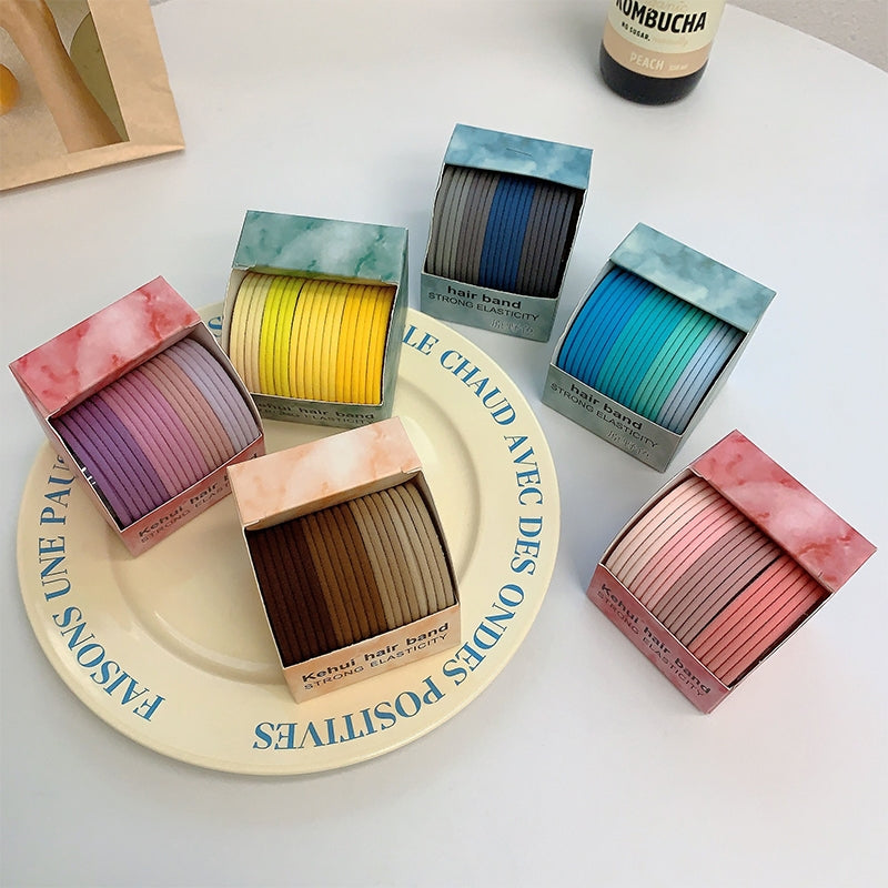 Women's Solid Color High-Elasticity Hair Ties - Durable Rubber Bands for Ponytails