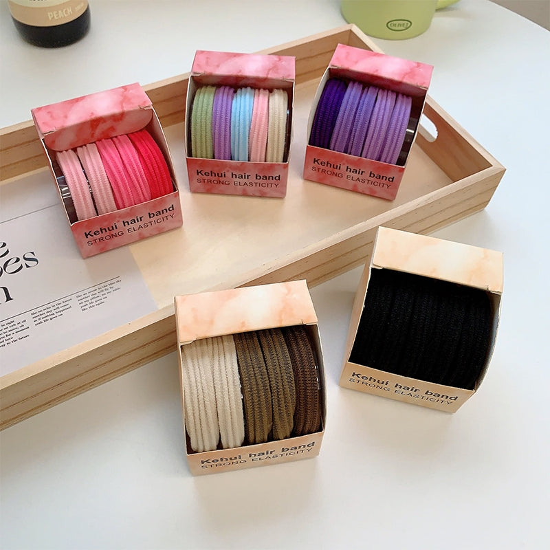 Women's Solid Color High-Elasticity Hair Ties - Durable Rubber Bands for Ponytails