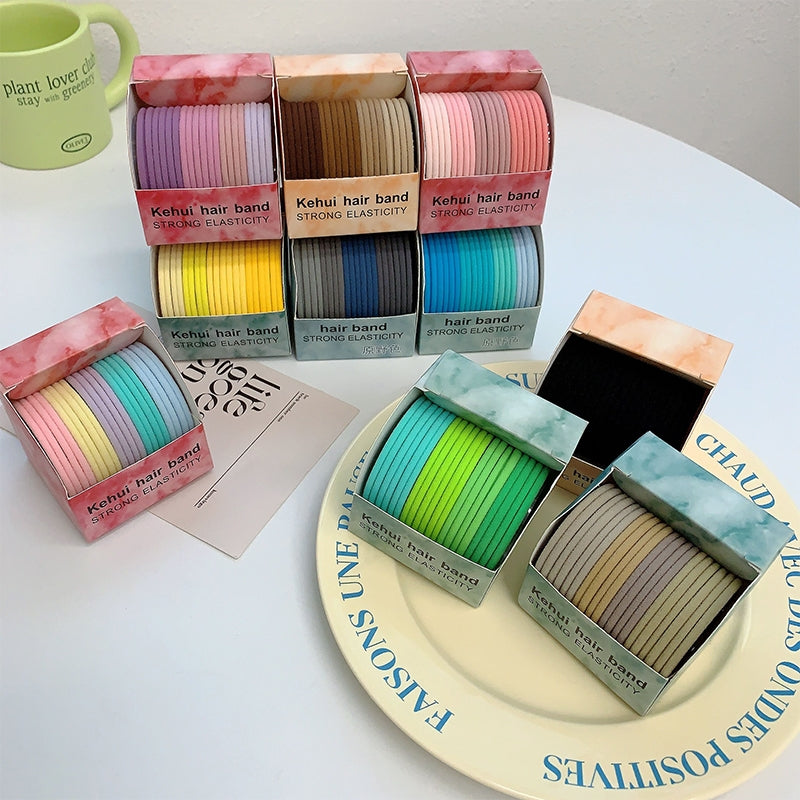 Women's Solid Color High-Elasticity Hair Ties - Durable Rubber Bands for Ponytails