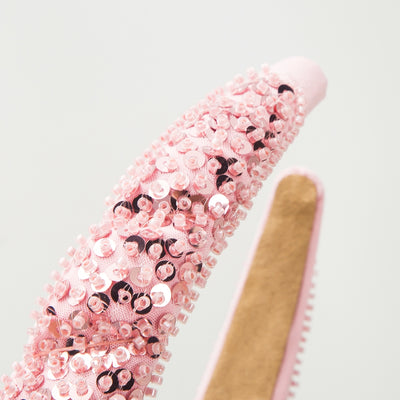 Women's Luxury Handmade Beaded Crystal Sequin Wide-Brimmed Hair Band