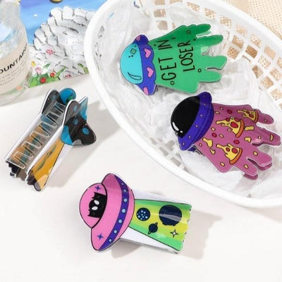 Women's Halloween Alien Acrylic Hair Claw Clips Shark Hair Accessories