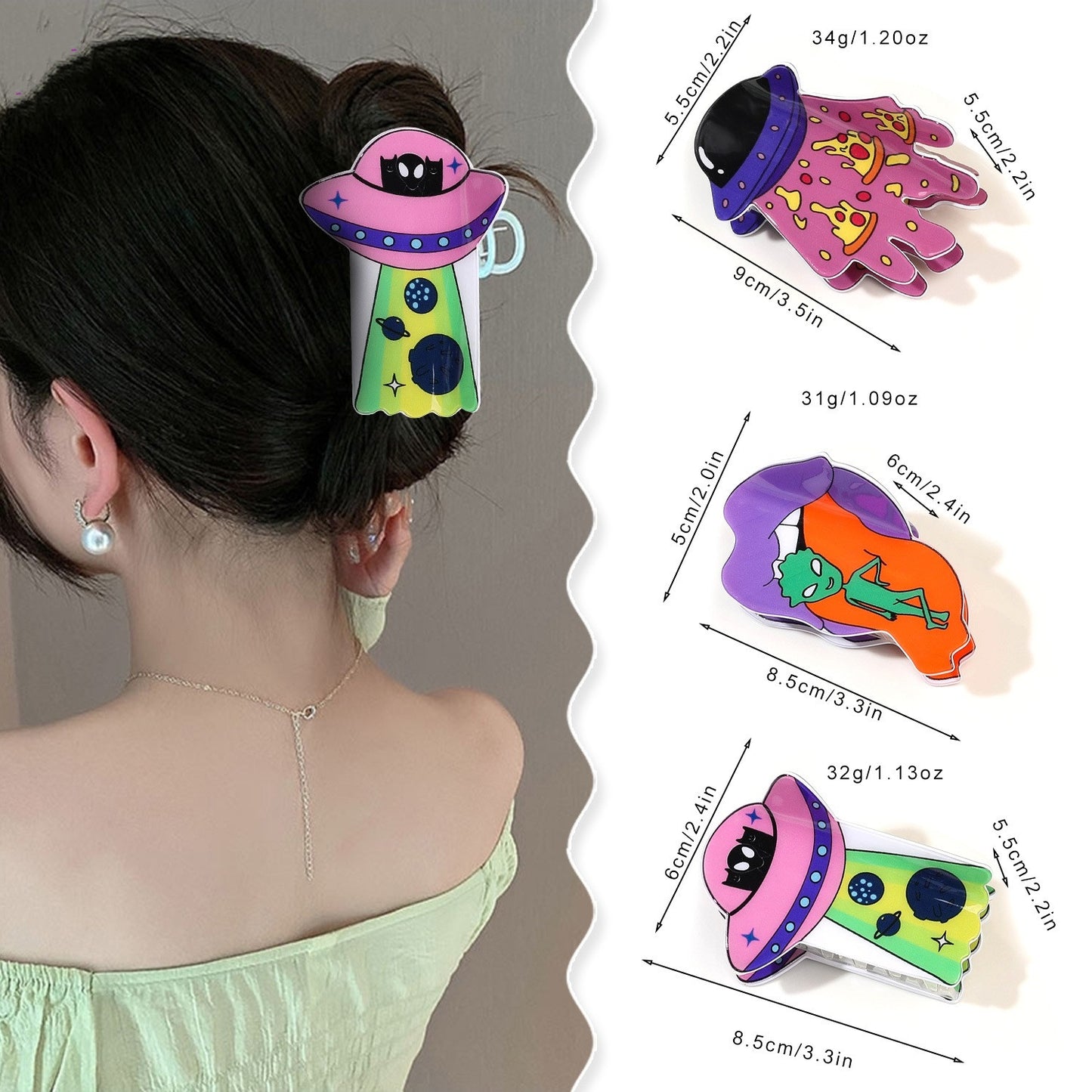 Women's Halloween Alien Acrylic Hair Claw Clips Shark Hair Accessories