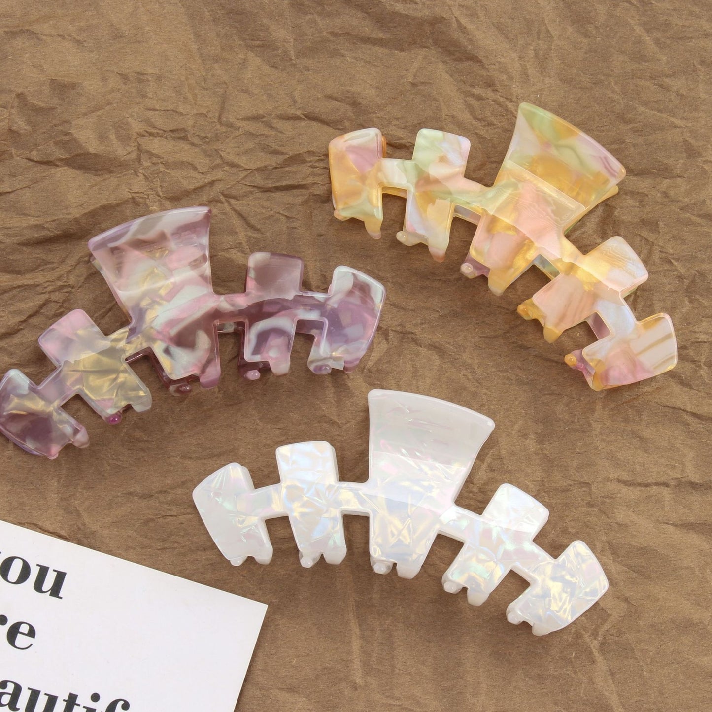 Women's Elegant Color Block Acetate Hair Claw Clip