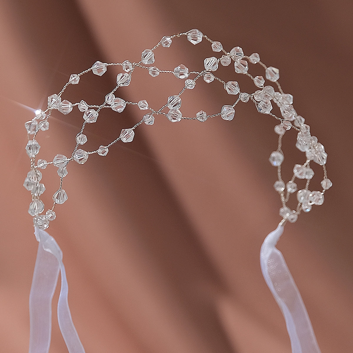 Women's Elegant Geometric Crystal Ribbon Handmade Bridal Hair Band