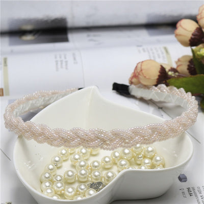 Women's Fashion Beaded Twist Braided Pearl Headband Hair Accessories