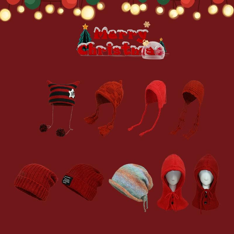 Women's Casual Lattice Solid Color Knit Scarf and Beanie Set