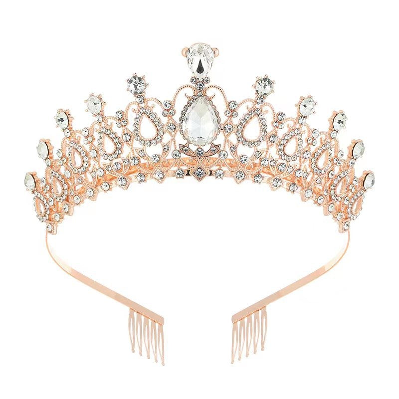 Women's Crown Tiara with Artificial Gemstones - Bridal Hair Accessory for Weddings and Parties