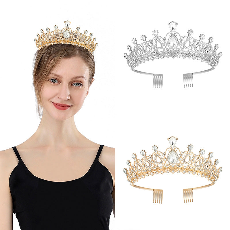 Women's Crown Tiara with Artificial Gemstones - Bridal Hair Accessory for Weddings and Parties