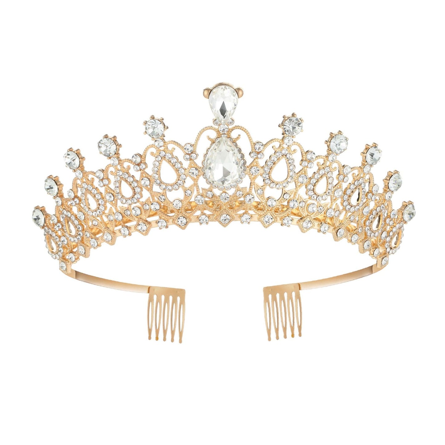 Women's Crown Tiara with Artificial Gemstones - Bridal Hair Accessory for Weddings and Parties