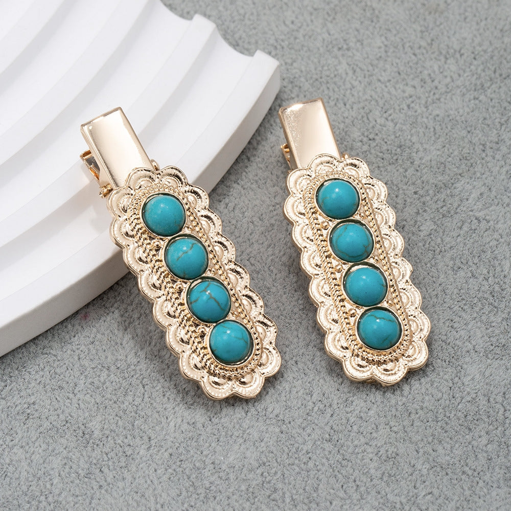 Women's Retro Turquoise Alloy Hair Clip