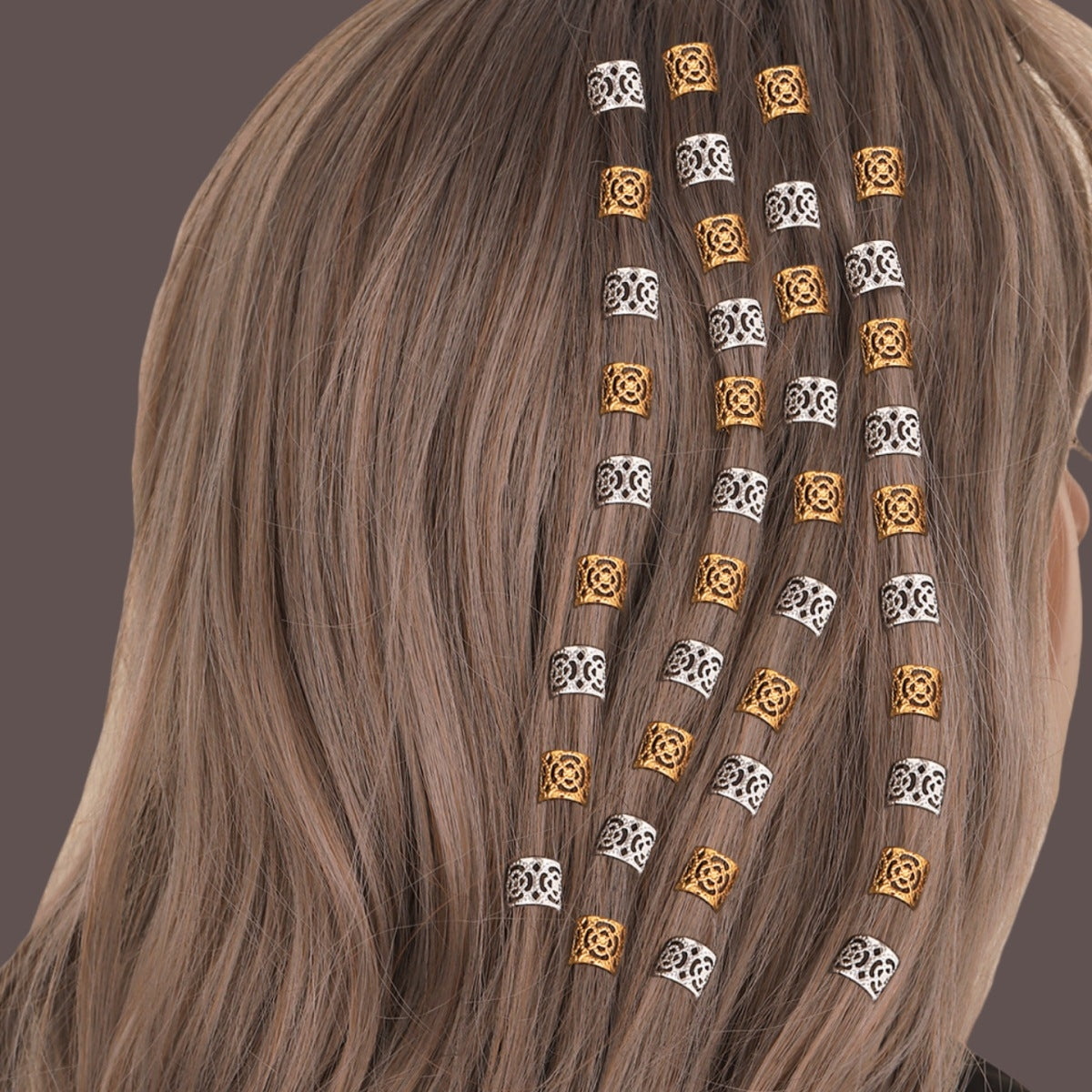 Women's Classic Dreadlocks Hair Rings Set with Metal Floral Design