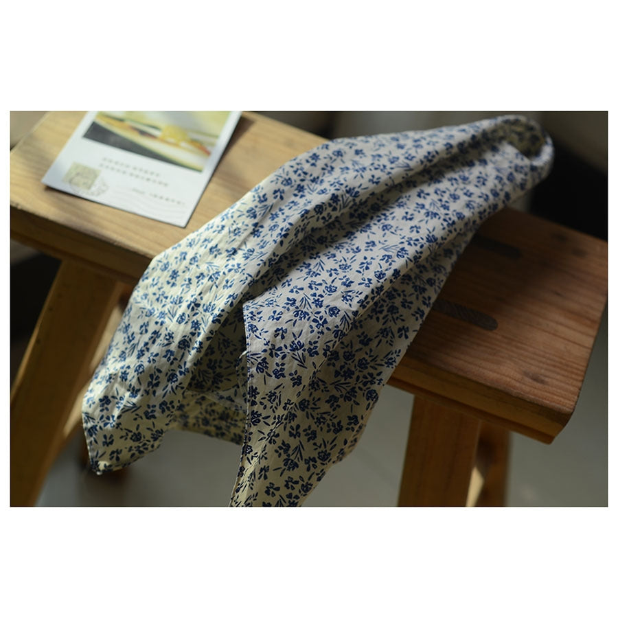 Women's Color Block Floral Cotton Scarf and Headband