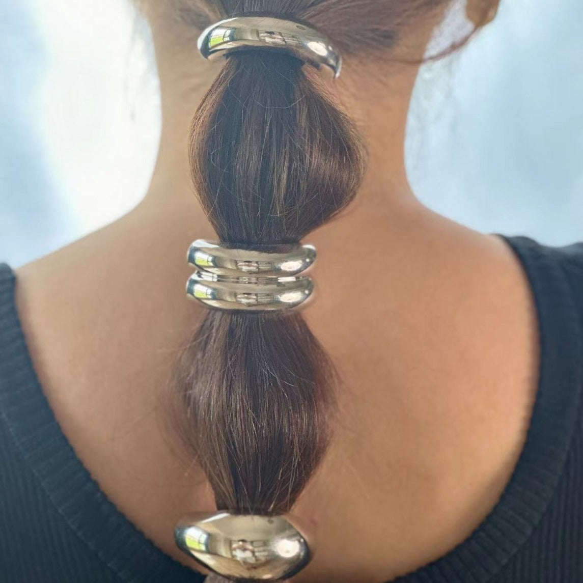 Women's Elegant Alloy Hair Tie & U-Shaped Silver Hair Accessories Set