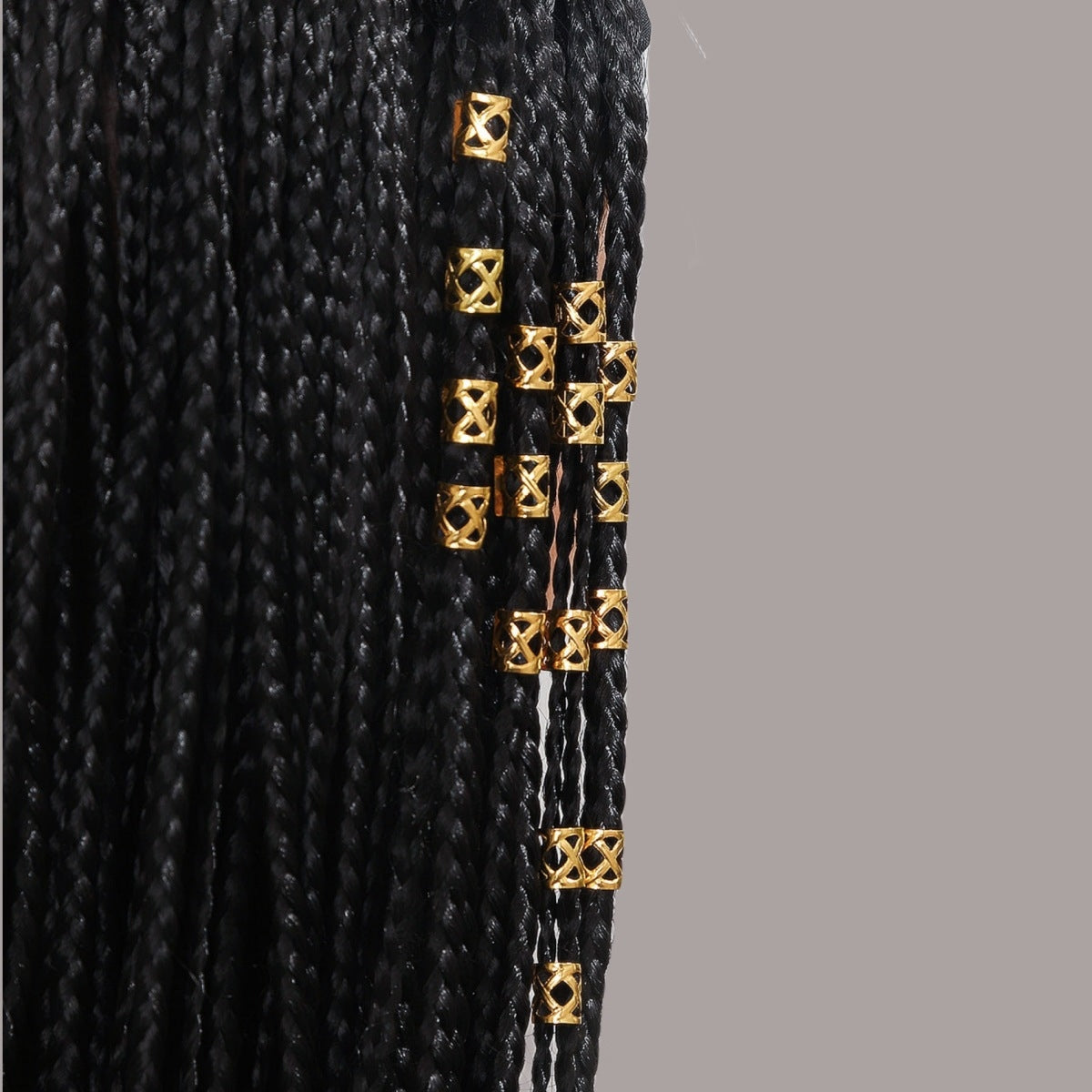 Women's Solid Color Metal Hollow Out Hair Buckle with 9mmx8mm Dreadlock Bead Rings for DIY Hair Accessories