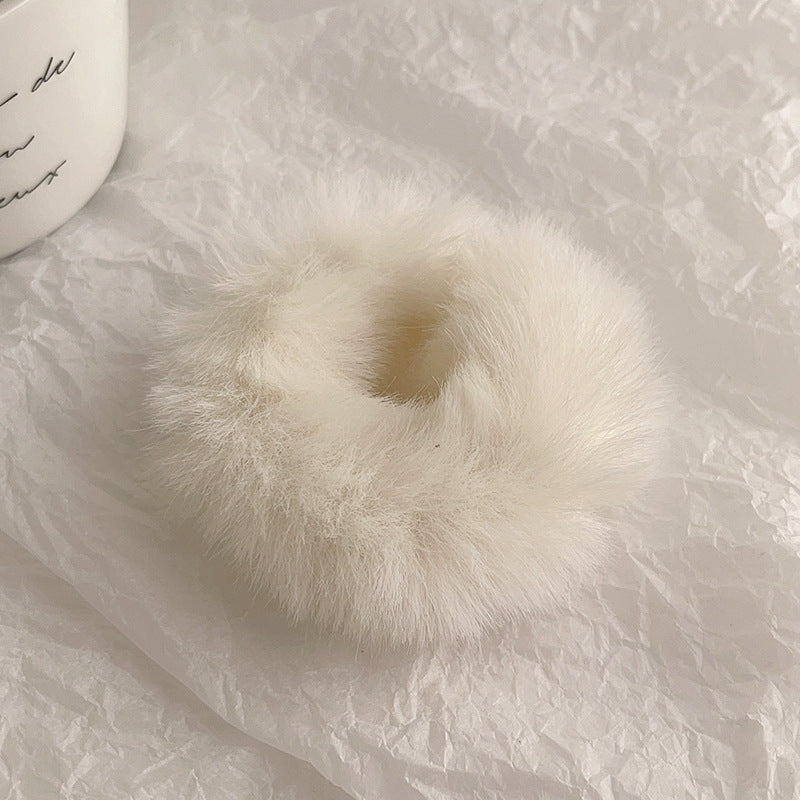 Women's Plush Fabric Hair Tie - Solid Color Ponytail Holder