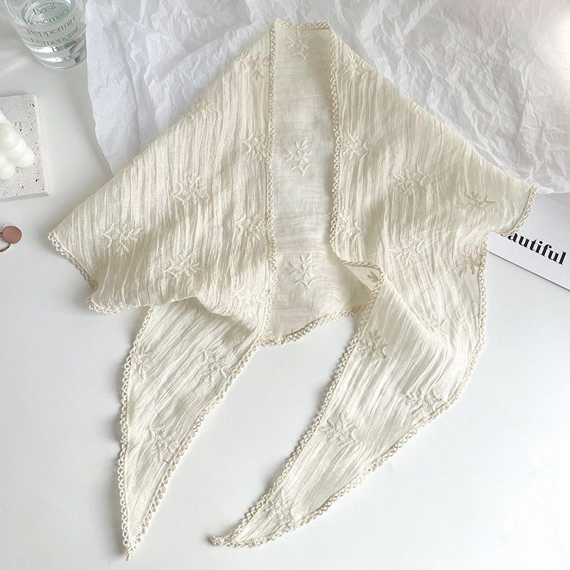 Women's Floral Lace Color Block Silk Scarf
