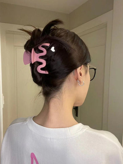 Women's Geometric Solid Color Hair Claw Clip - Summer Fresh Wave Design Hair Accessory