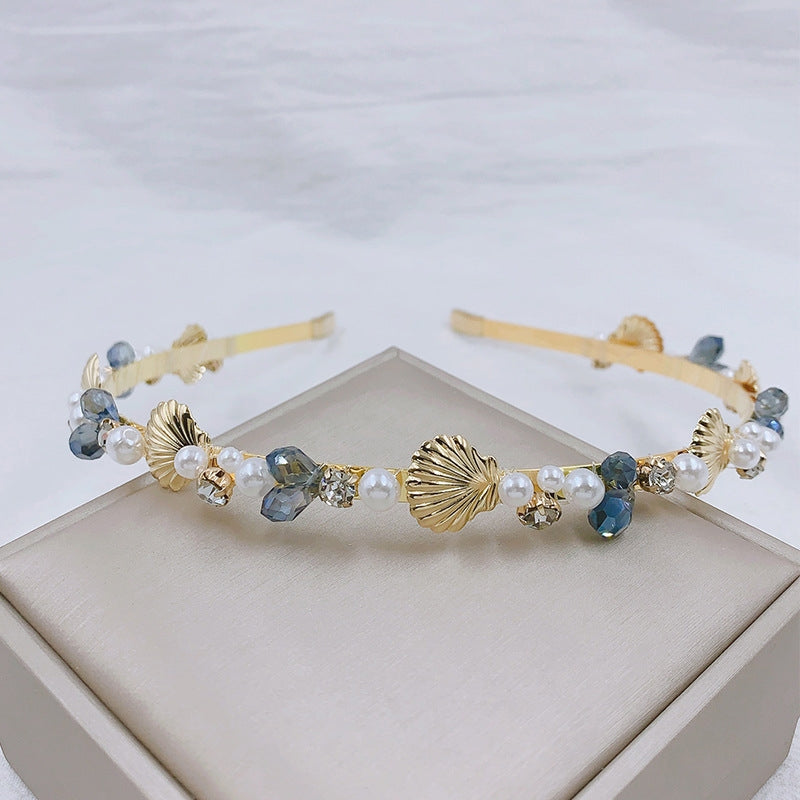 Women's Starfish Shell Pearl Hair Band - Handmade Alloy Inlaid Headband