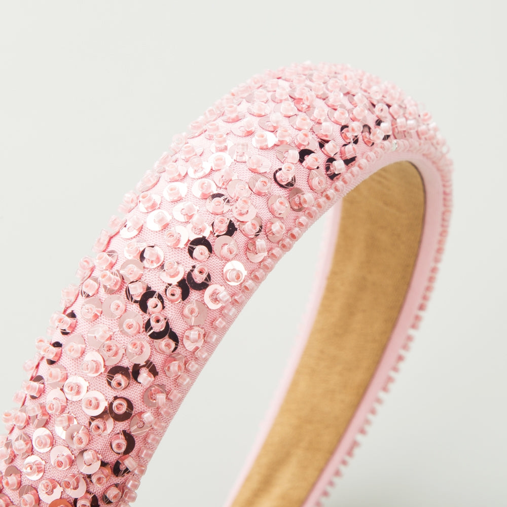 Women's Luxury Handmade Beaded Crystal Sequin Wide-Brimmed Headband Hair Accessories