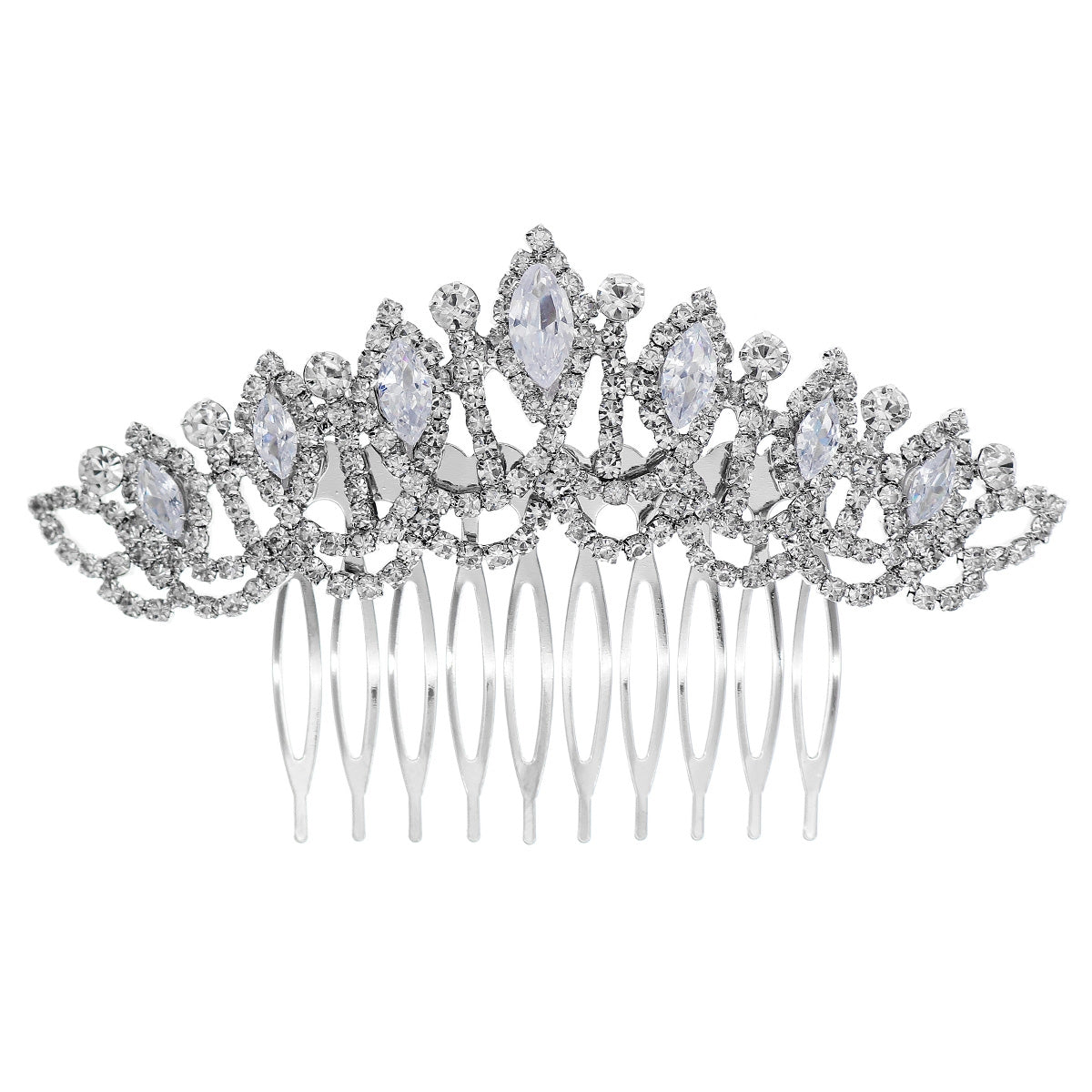 Women's Crystal Zircon Rhinestone Hair Comb - Fashionable Marquise Design