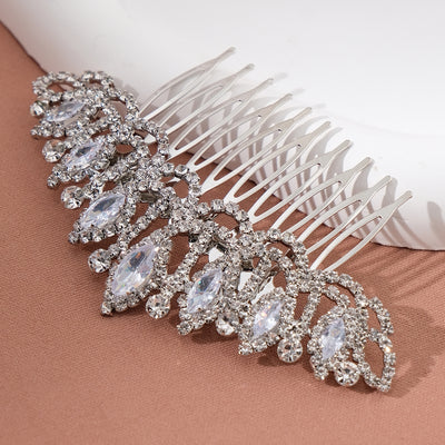 Women's Crystal Zircon Rhinestone Hair Comb - Fashionable Marquise Design