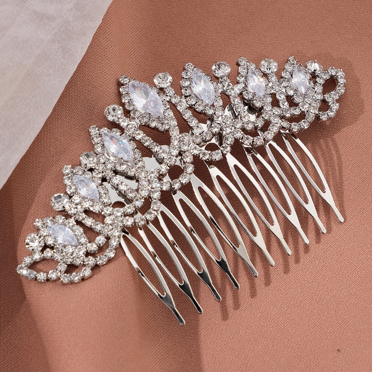 Women's Crystal Zircon Rhinestone Hair Comb - Fashionable Marquise Design