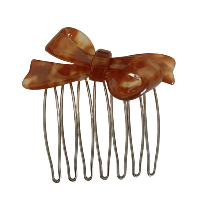 Vintage Style Acetate Bow Hair Comb in Chocolate Coffee Color