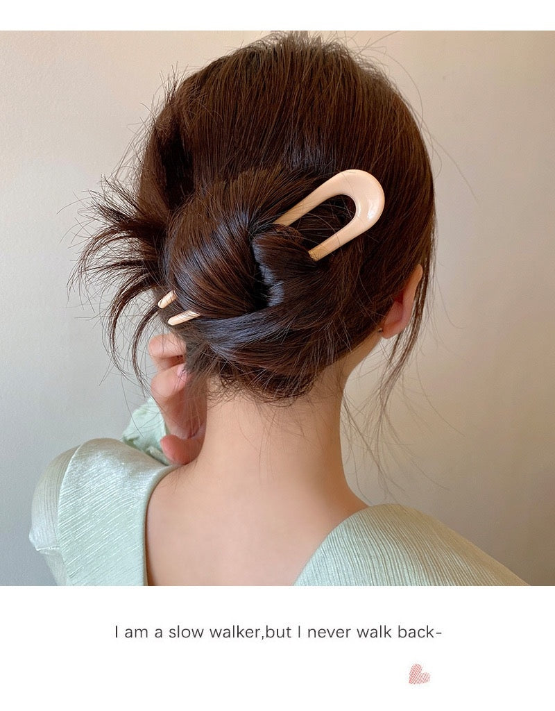 Women's Vintage Resin U-Shaped Hair Fork Hairpin