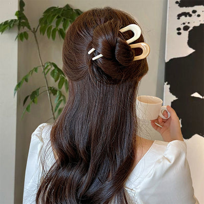 Women's Vintage Resin U-Shaped Hair Fork Hairpin