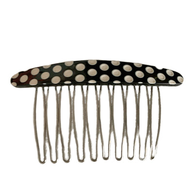 Vintage Geometric Color Block Acetate Hair Comb & Plaid Marble Hairpin Set