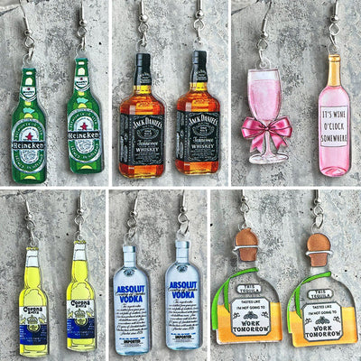 Artistic Acrylic Wine Bottle Drop Earrings for Weddings and Parties
