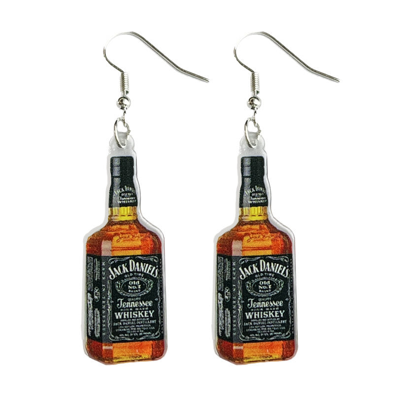 Artistic Acrylic Wine Bottle Drop Earrings for Weddings and Parties