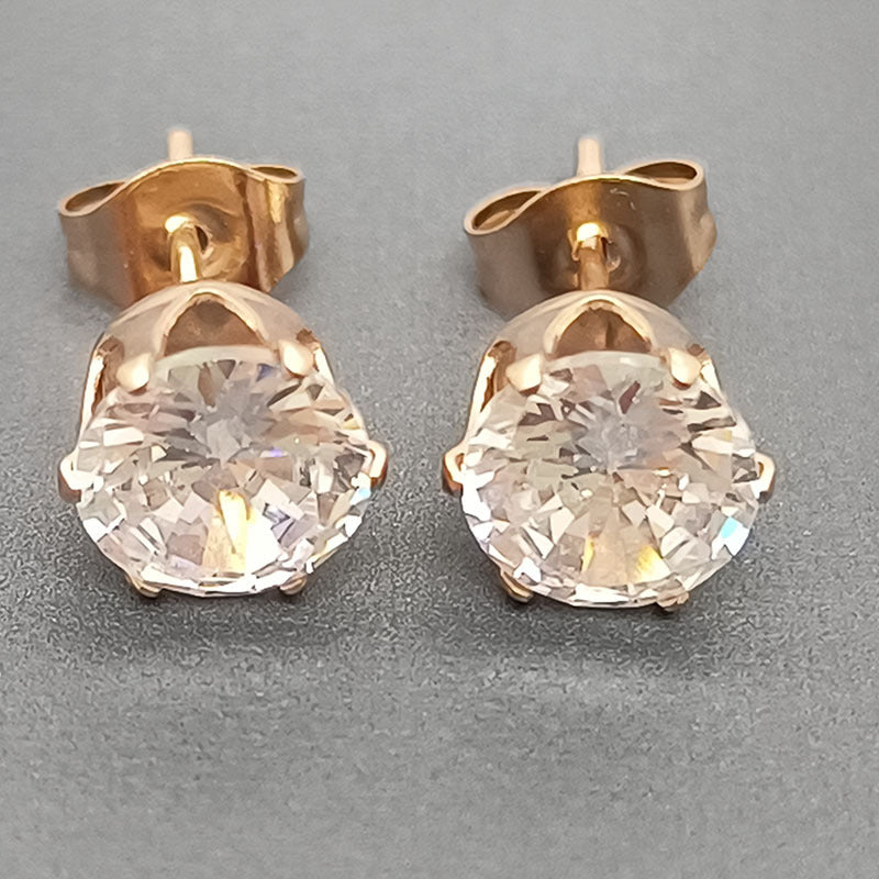 1 Pair Geometric Zircon Titanium Steel Stud Earrings
