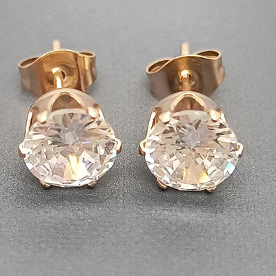 1 Pair Geometric Zircon Titanium Steel Stud Earrings