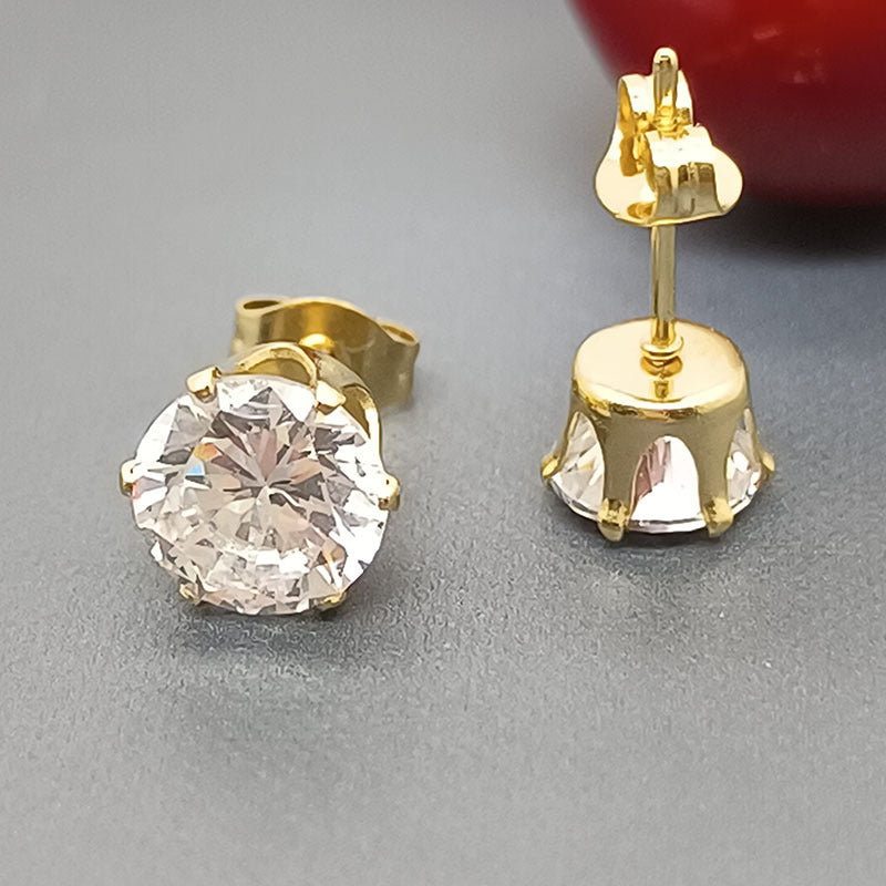 1 Pair Geometric Zircon Titanium Steel Stud Earrings