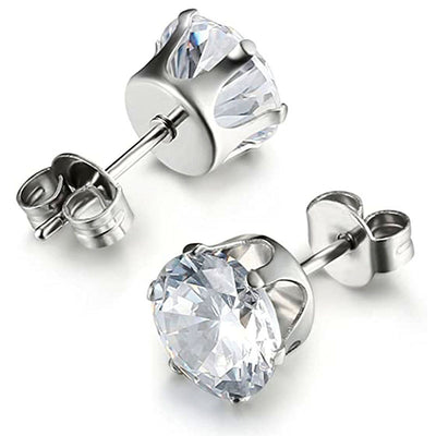 1 Pair Geometric Zircon Titanium Steel Stud Earrings