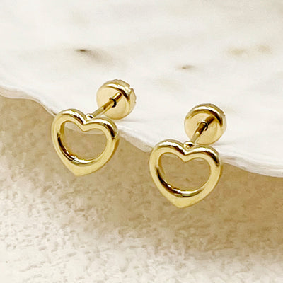 1 Pair Minimalist Star Moon Heart Shape 14k Gold Plated Stainless Steel Stud Earrings