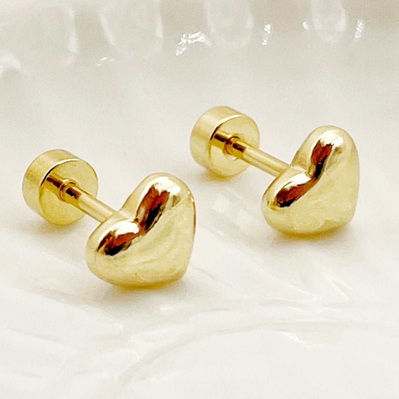 1 Pair Minimalist Star Moon Heart Shape 14k Gold Plated Stainless Steel Stud Earrings
