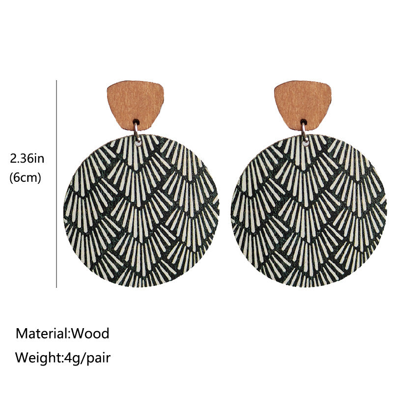 Bohemian Floral Wood Drop Earrings for Women