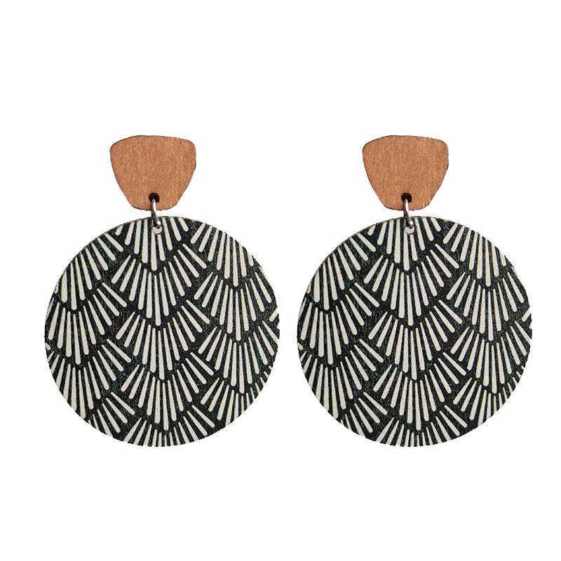 Bohemian Floral Wood Drop Earrings for Women