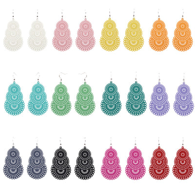 Bohemian Gourd Geometric Hollow Out Colorful Drop Earrings for Women