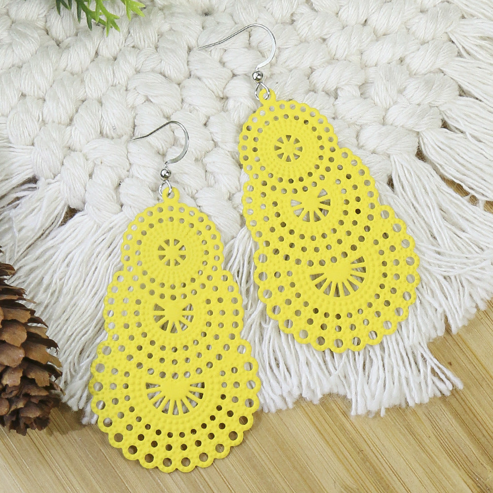 Bohemian Gourd Geometric Hollow Out Colorful Drop Earrings for Women
