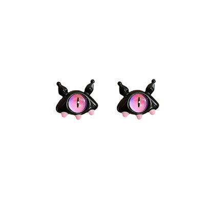 Cartoon Animal Eye Alloy Opal Stud Earrings and Halloween Demon Nail Art Decorations