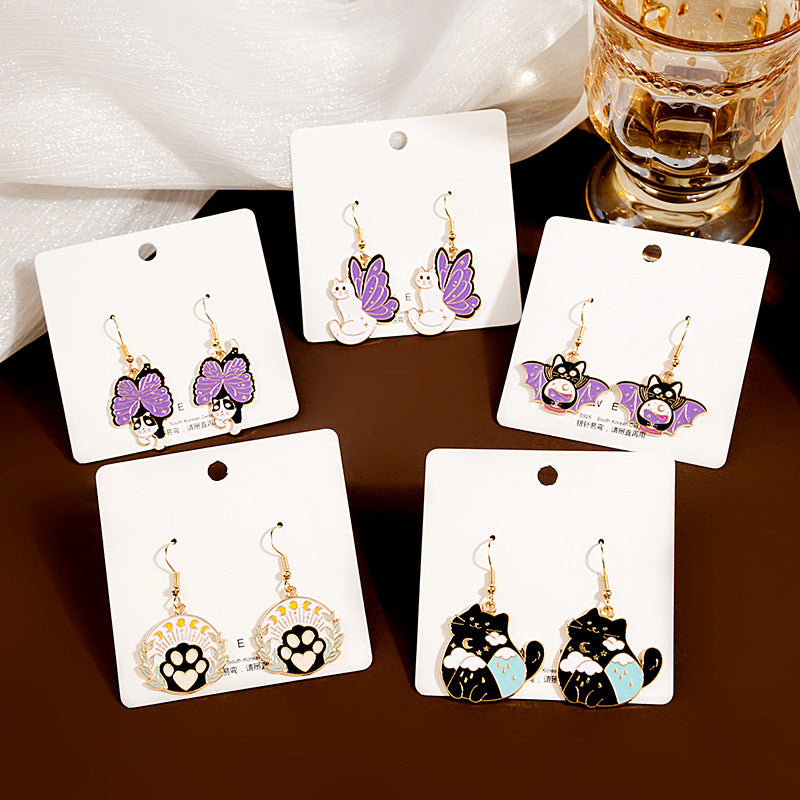1 Pair Cute Cartoon Cat Alloy Plated Women's Earrings