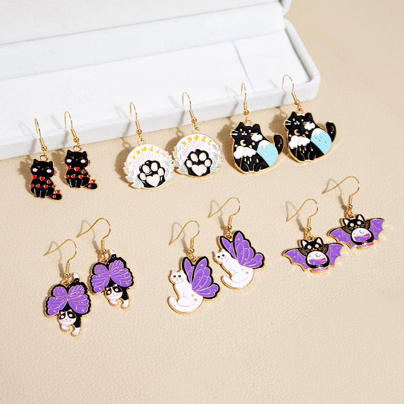 1 Pair Cute Cartoon Cat Alloy Plated Women's Earrings