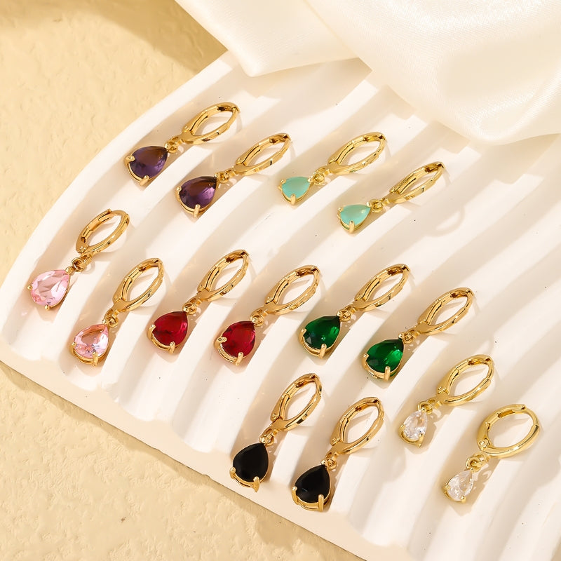 1 Pair Elegant Vintage Zircon Inlay Stainless Steel Drop Earrings