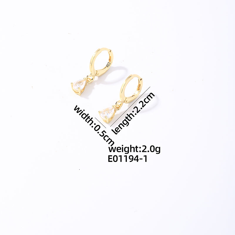 1 Pair Elegant Vintage Zircon Inlay Stainless Steel Drop Earrings