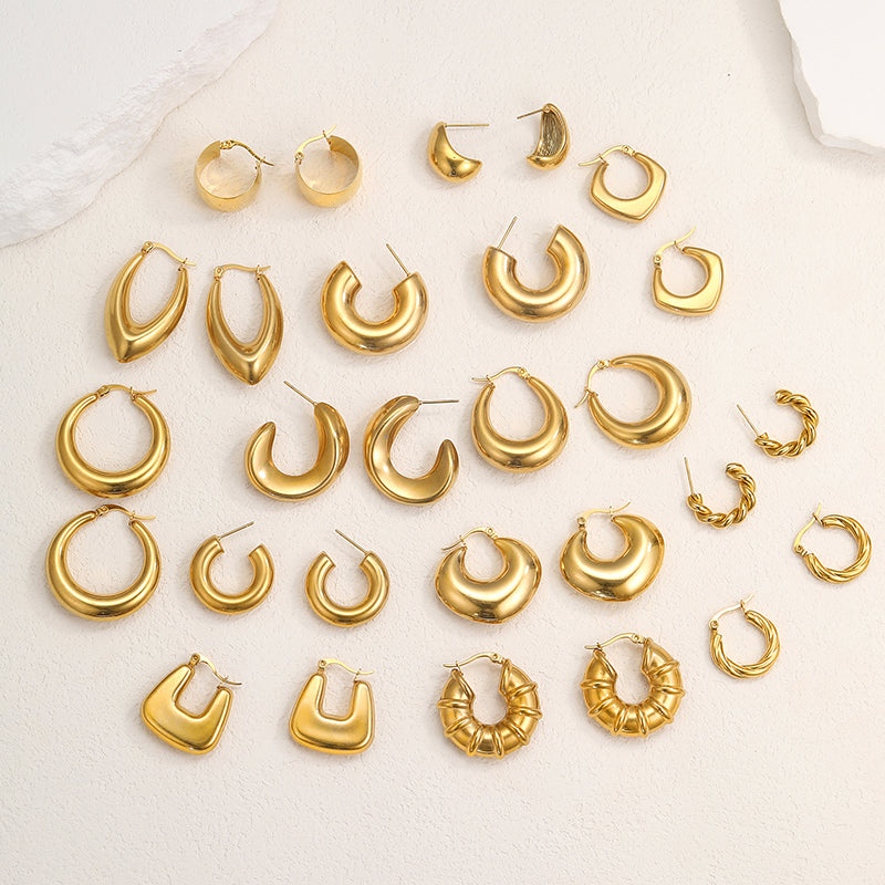 1 Pair Minimalist Geometric Gold Plated Stainless Steel Drop Earrings