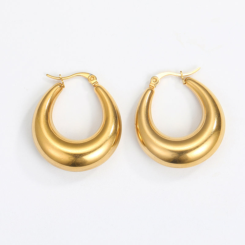 1 Pair Minimalist Geometric Gold Plated Stainless Steel Drop Earrings